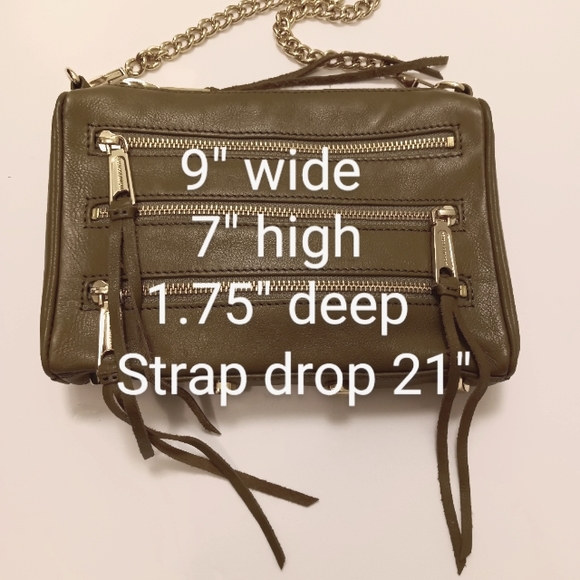 Rebecca Minkoff Dark Olive Leather Shoulder Bag /Crossbody with Chain Strap - Picture 12 of 12